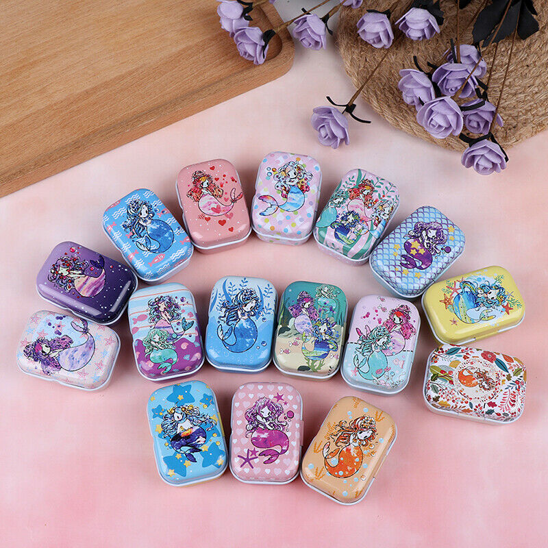 Mermaid mini tin box Sealed jar packing boxes jewelry candy box small stor.l8