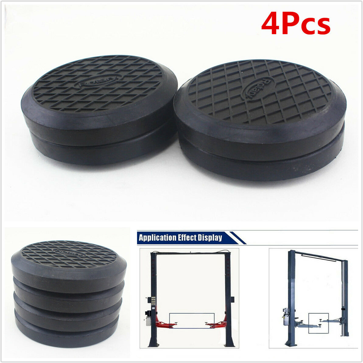 4x Heavy Duty 125mm Round Rubber Arm Pad Lift Pad Car SUV Hoist Lift Accessories
