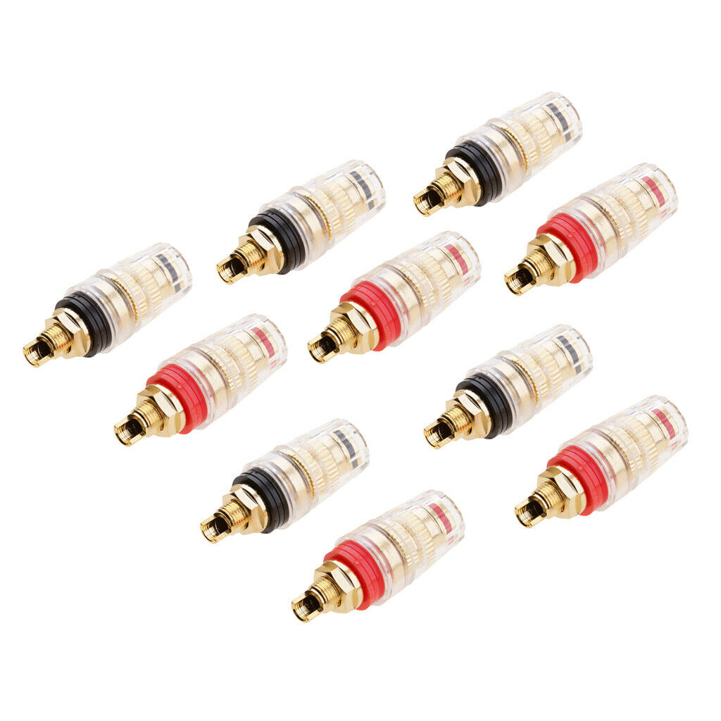 5pairs GoldPlated Speaker Binding Post Terminal Banana Plug Socket Connector