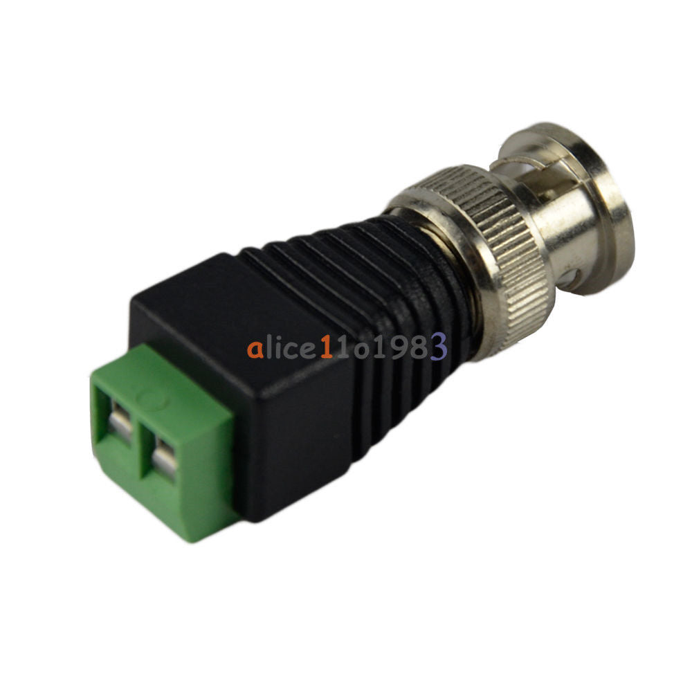 2PCS BNC Male CAT5 CCTV Video Adapter Coaxial Coax Balun Camera TV Connector