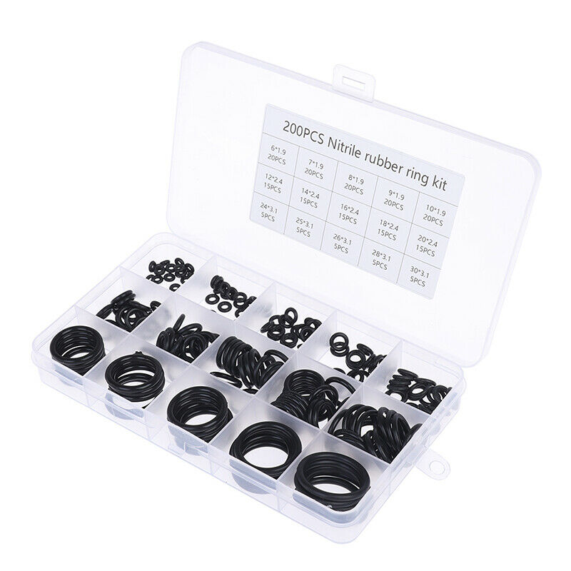 200Pc Rubber O-Ring Washer Assortment Set Hydraulic Plumbing Gasket Seal .l8