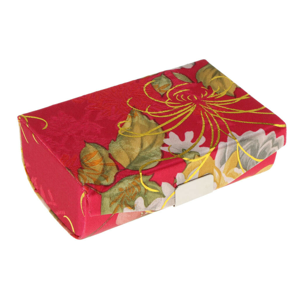 Brocade Lipstick Lip Gloss Case Carry Storage Box Lip Balm Holder w/ Mirror #N