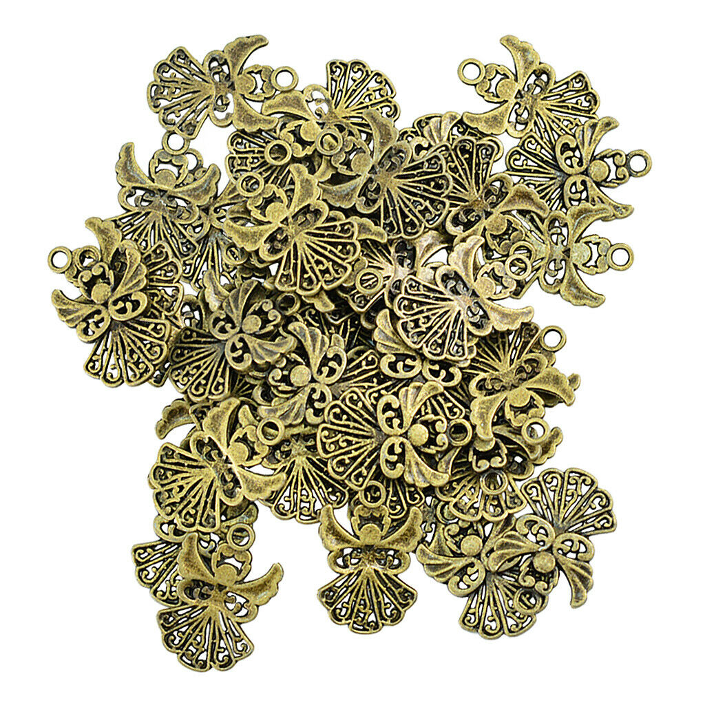 50 Bronze Angel Dangle Pendants Beads Charms for Necklace Bracelet Marking