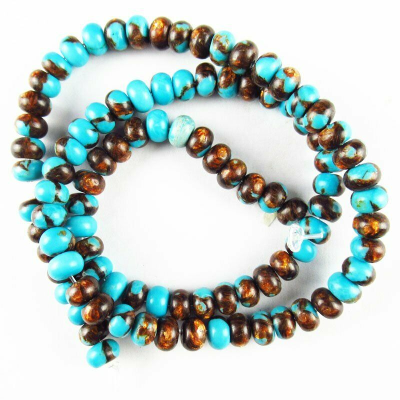 6x4mm Man-made Turquoise Copper Bornite Rondelle Loose Bead 15.5 " 27g 616DHS