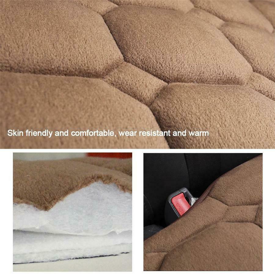 Black Car Front Seat Cushion Pad Premium Thickened Short Plush Warm Universal