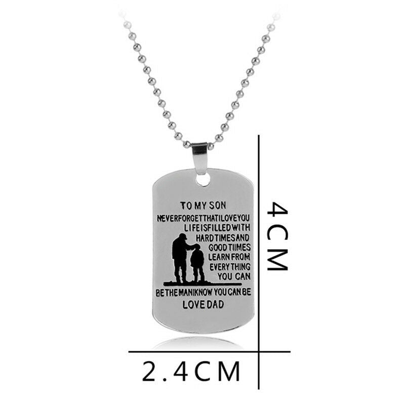Father Son Dog Tag Link Chain Pendant Necklace Kids Love Gift Military Pe.l8