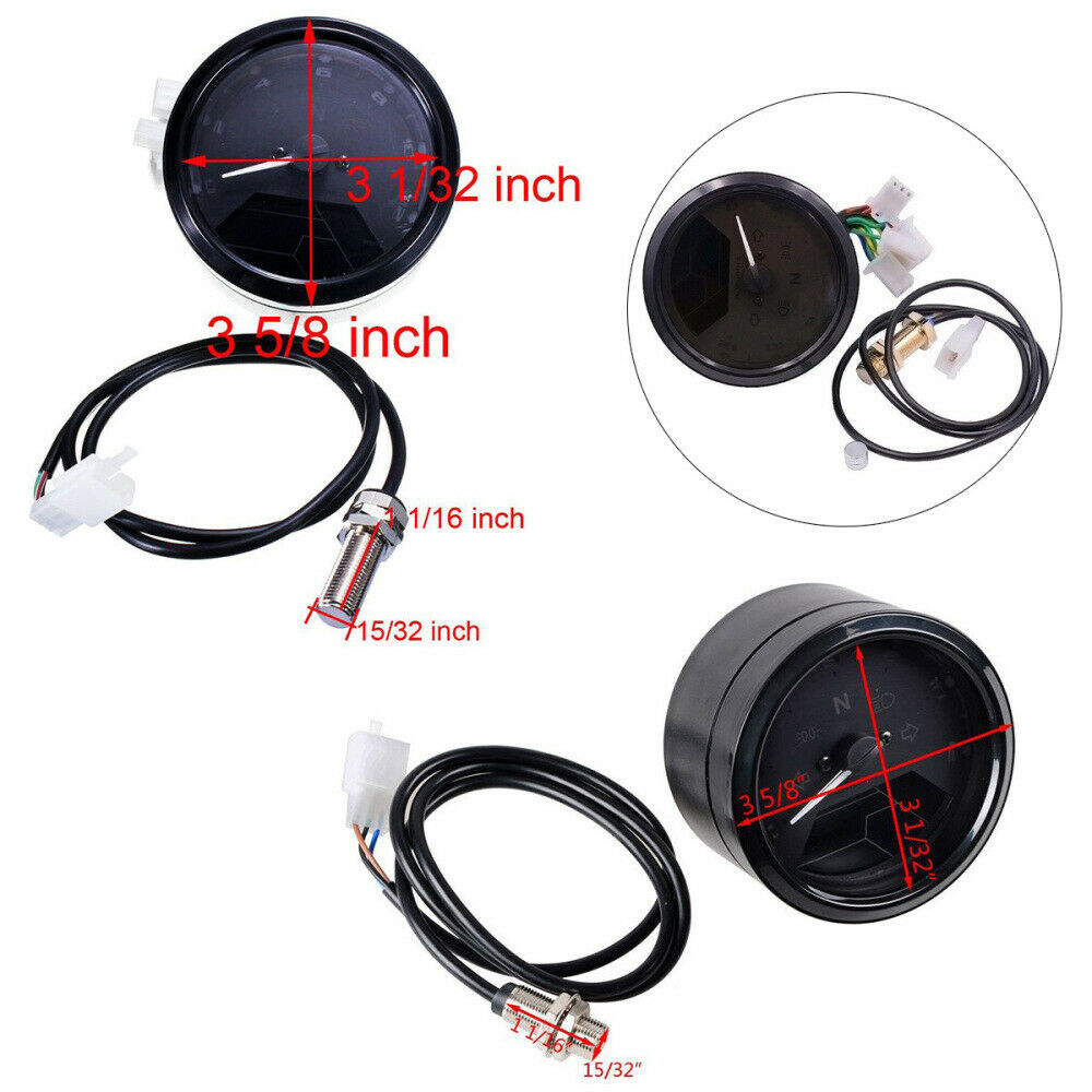 DC 12V LCD Digital Motorcycle Speedometer Odometer Motor Bike Tachometer Gauge