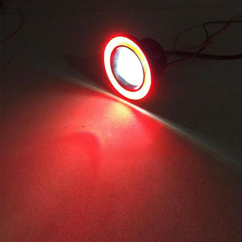 2pc Car Angel Eye COB Red Halo Ring LED DRL Projector Lens Fog Driving Light SUV