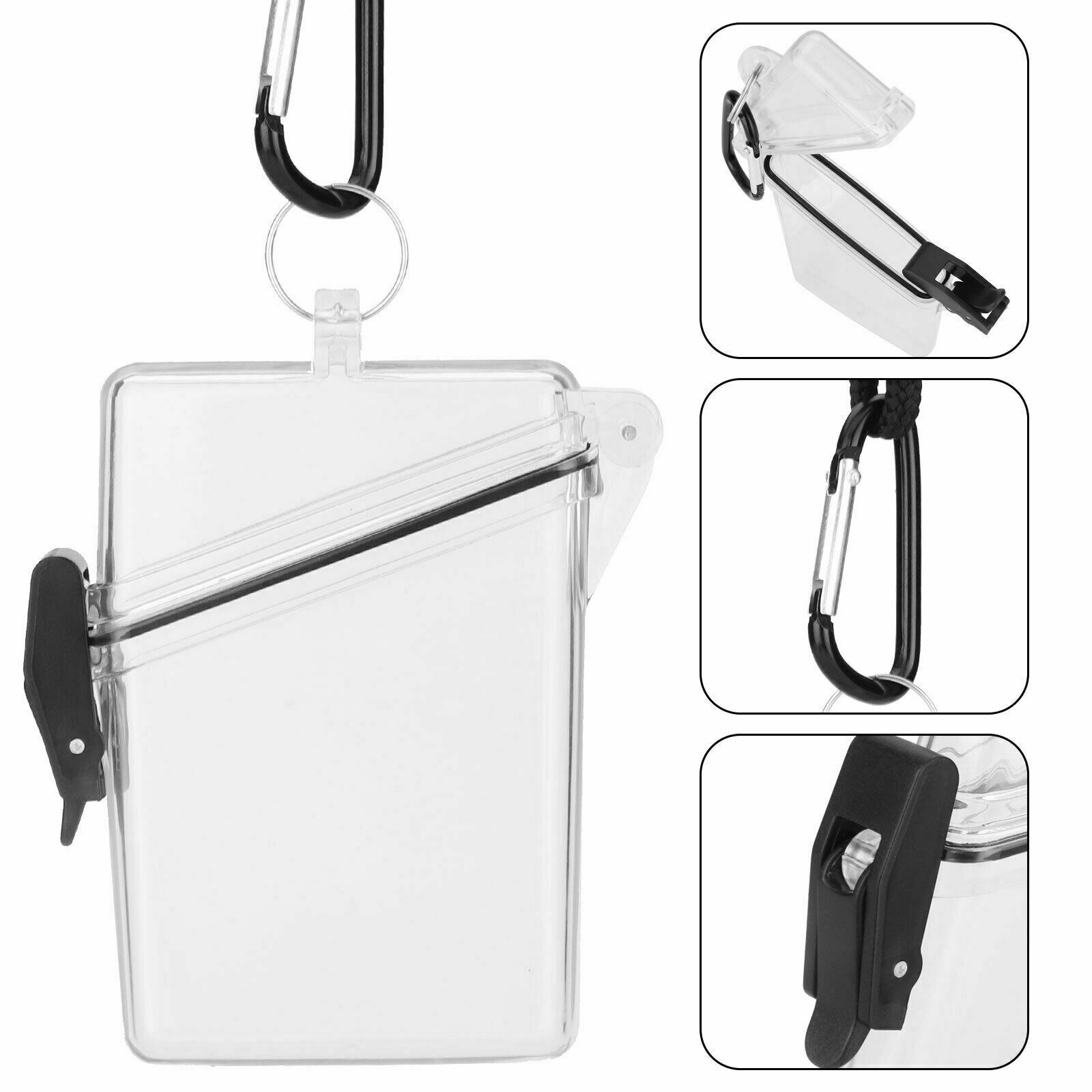 Portable Waterproof Sport Case Key Cash Work ID Card Holder Badge w/Lanyard+Clip
