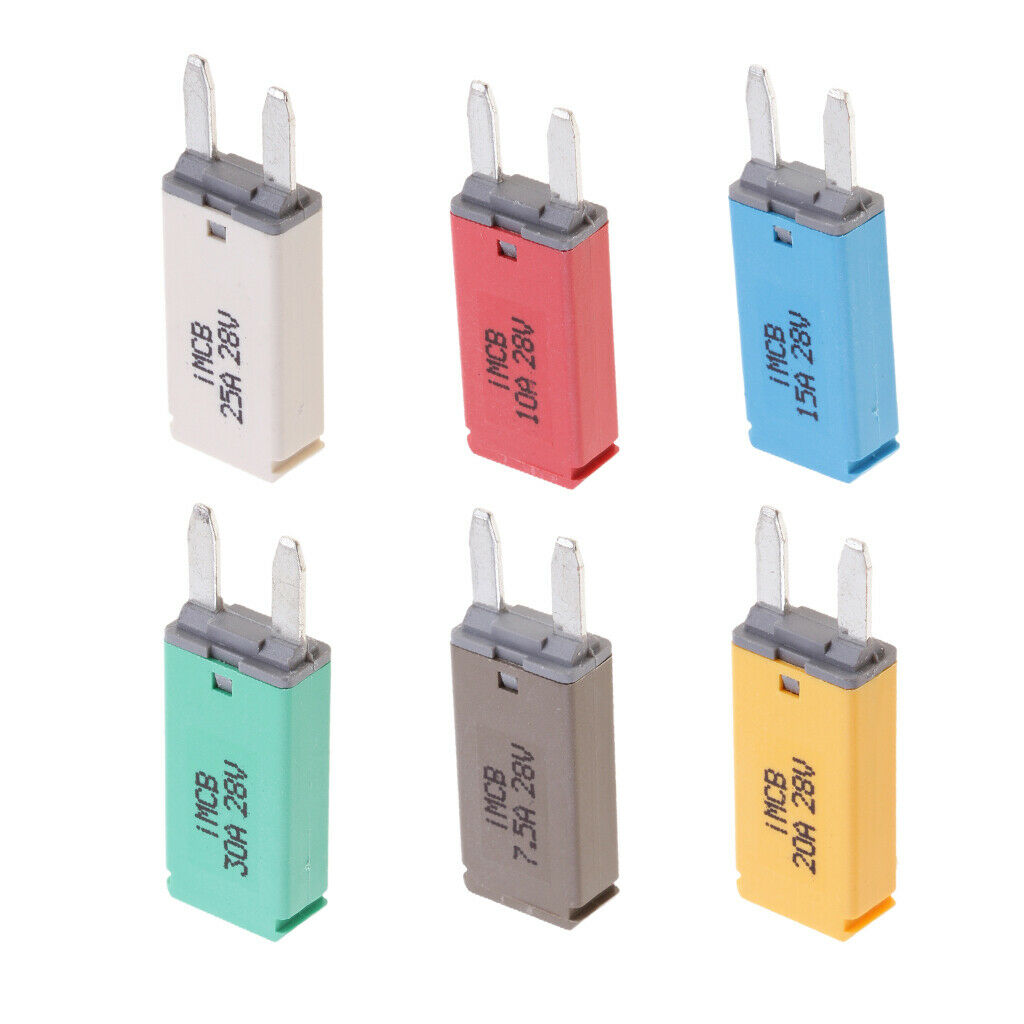 6 Piece Car ATM Mini Blade Fuse Kit Circuit Breaker Manual Reset