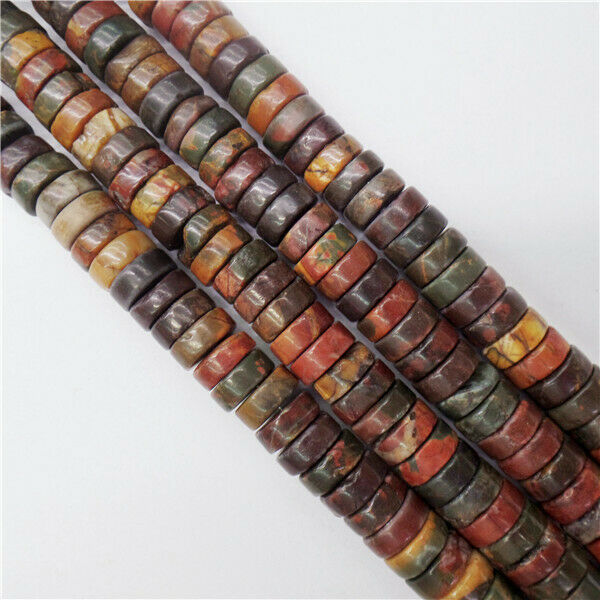 1 Strand 8x3mm Natural Picasso Jasper Heishi Disc Spacer Beads 15.5inch HH8951