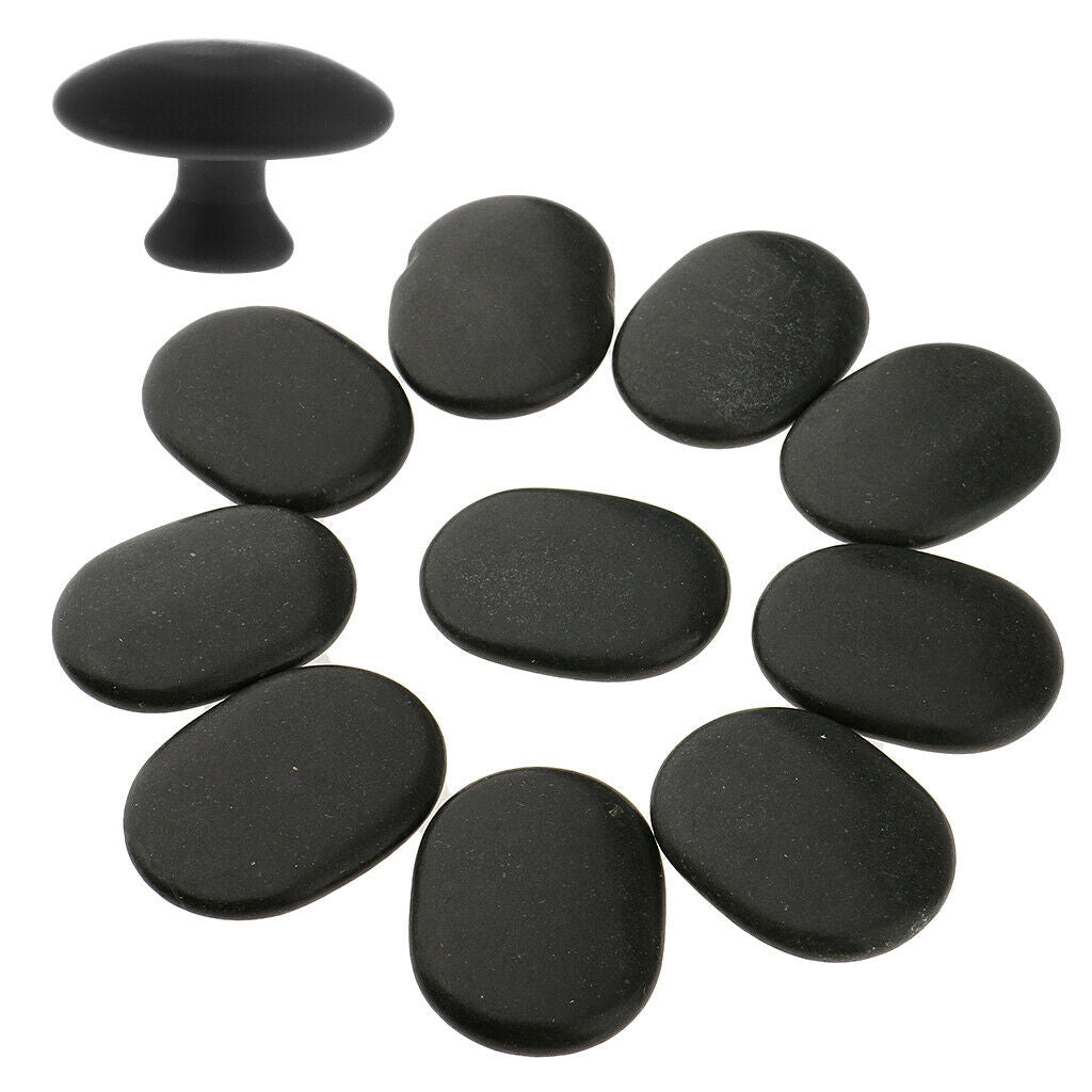11pcs Mushroom Oval Shaped Natural Hot Rock Basalt Massage  Stones Set