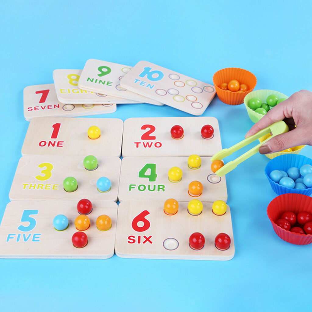 Montessori Wooden Clips Beads Board Game Class Math Games Early Education