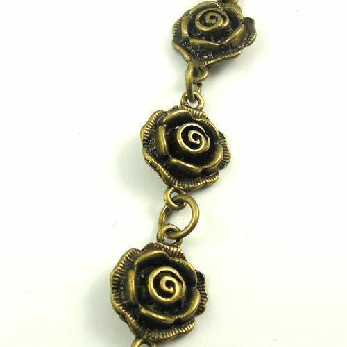 1M Antiqued Bronze Alloy Rose Flower Handmade Sweater Necklace Chain