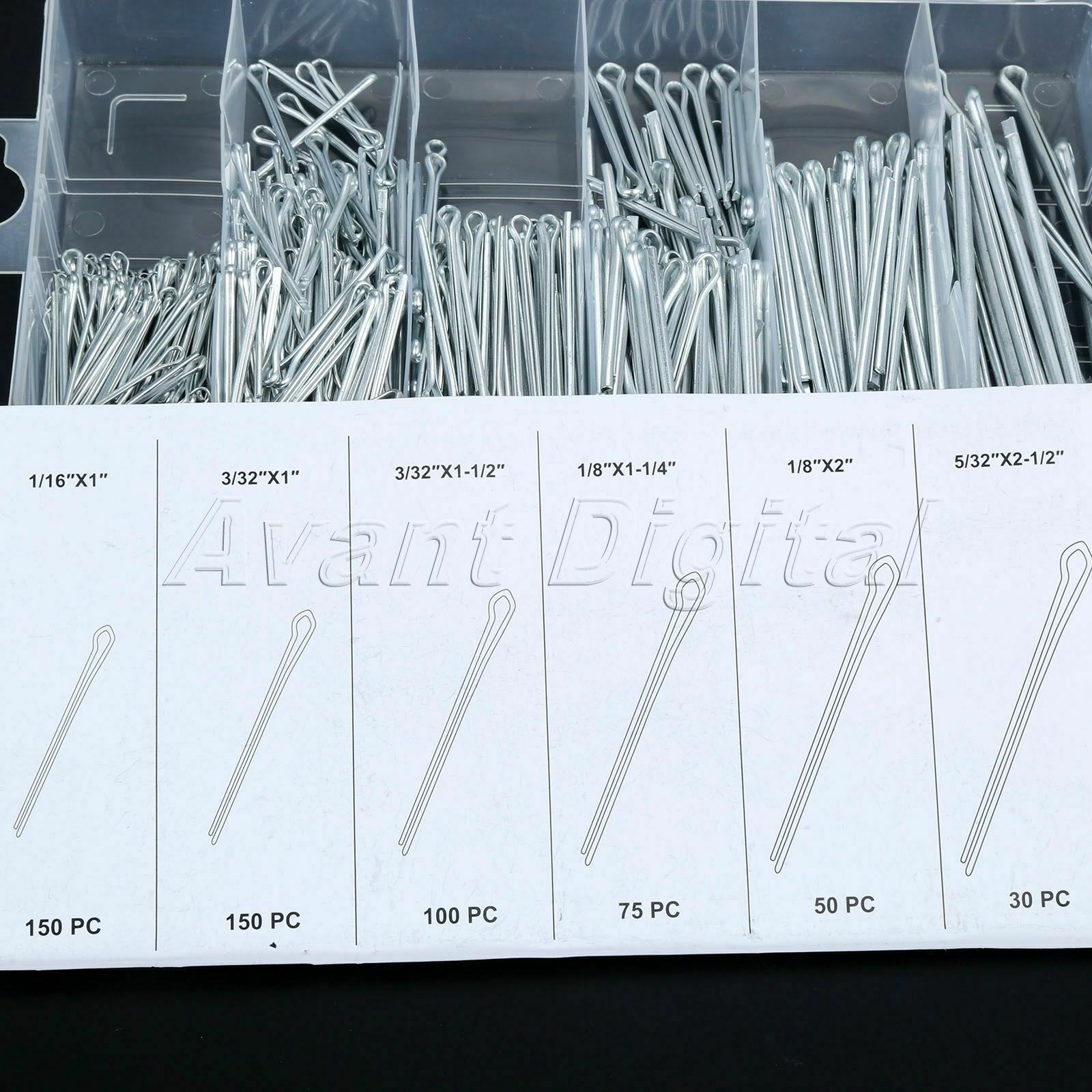 555pcs 304 Industrial Stainless Steel Cotter Pin Assortment Clip Key Box Fixings