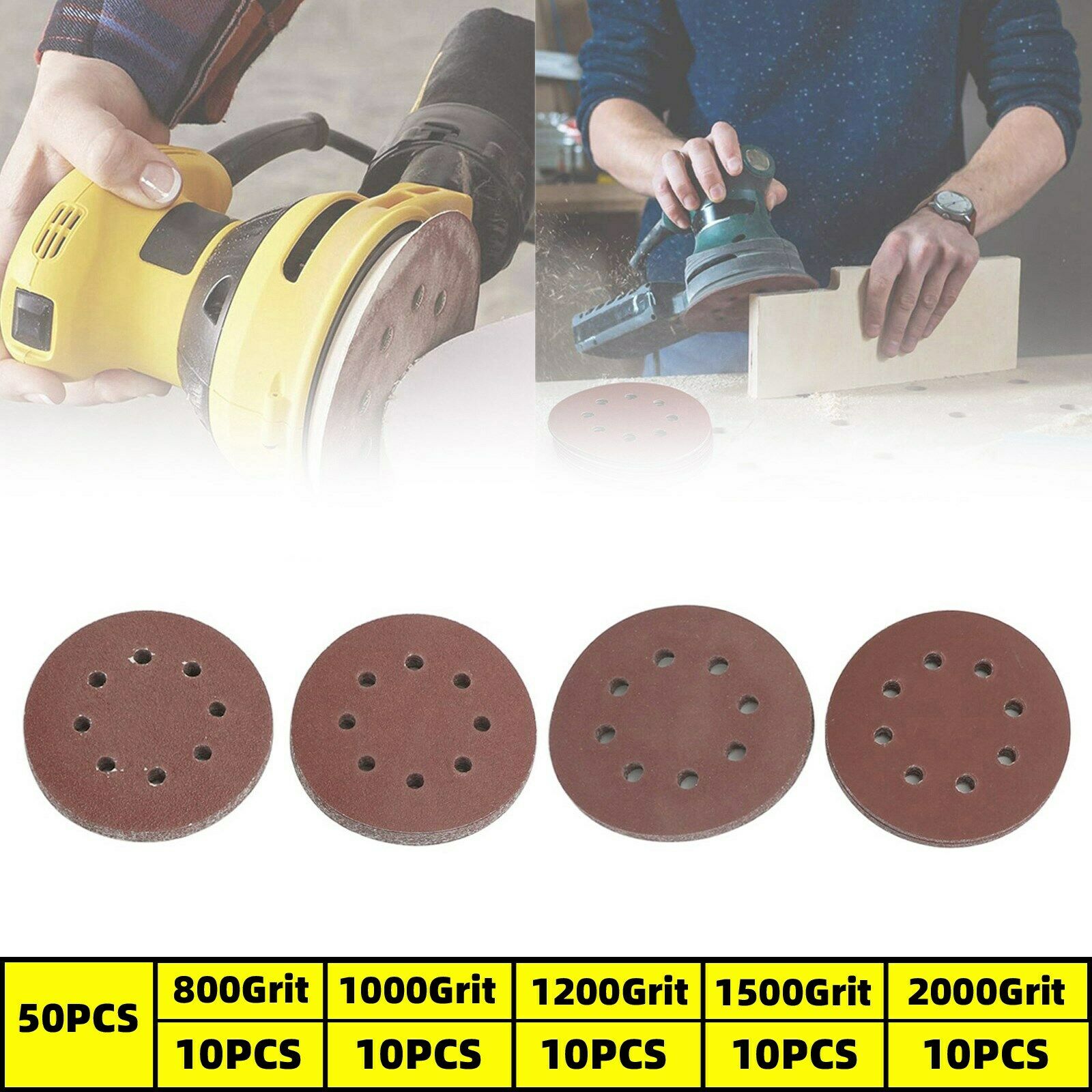 800-2000 Grit 50 Mixed Grit Sanding Discs for Orbital Sander 125mm / 5inch BS5