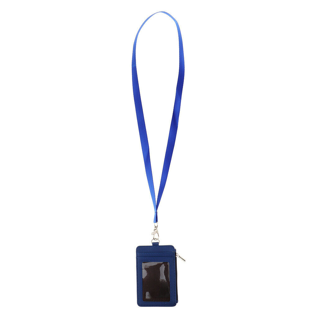 3Pack 2 Sided PU Leather Card Badge Holder with Zip Neck Strap Wallet Case
