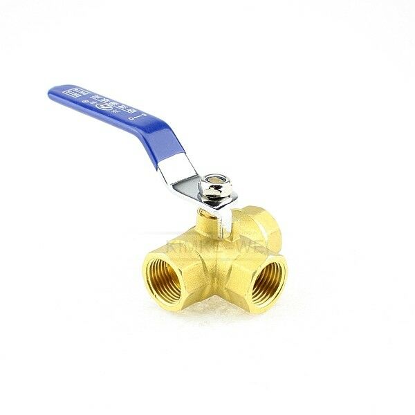 1/2" Brass 3 Way Ball Valve Full L-Port FemaleThread for Water, Oil, Gas New