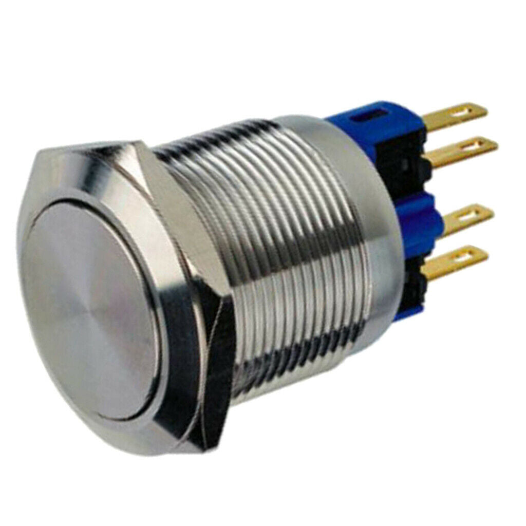 22mm 250V Falt Head Self Locking Metal Push Button Switch IP67 1NO1NC