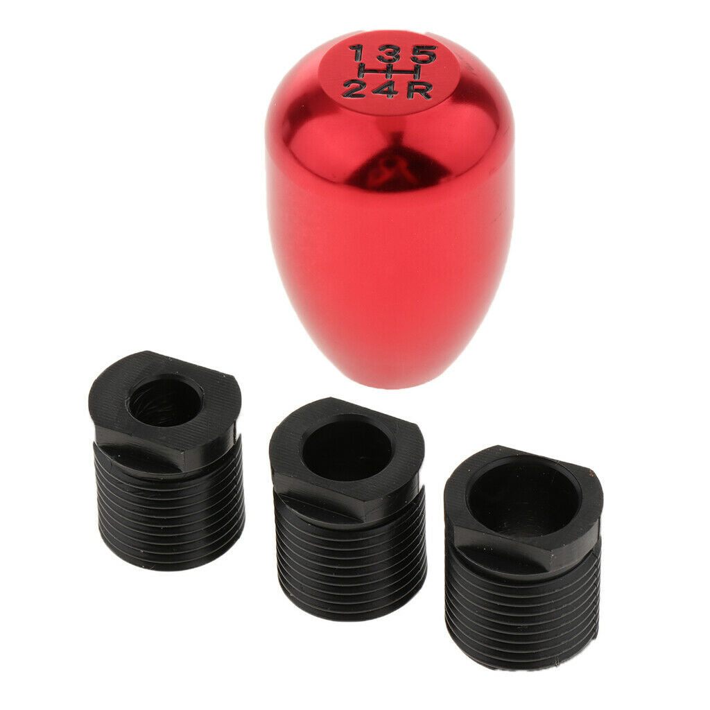 Universal Auto CNC Handle 5-Speed Shift Knob with Adapter Anodized Black/Red
