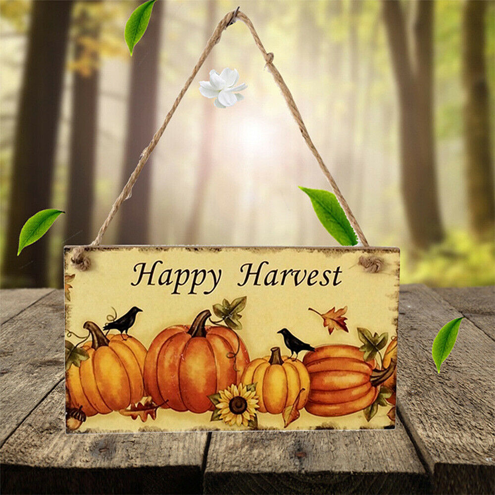 Halloween Pumpkin Hanging Wooden Board Sign For Home Door Decor Props 10x20cm