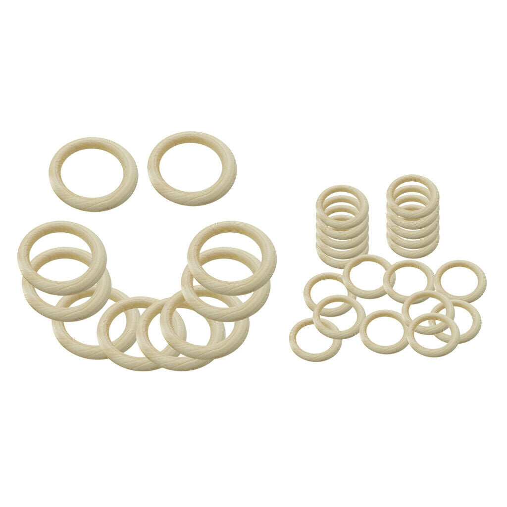 30Pcs DIY Baby Wooden Teething Rings Necklace Bracelet DIY Crafts