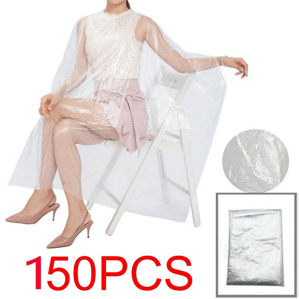 150pcs Hair Cutting Cape Salon Barber Shop Apron Bib Cloth Cover Transparent