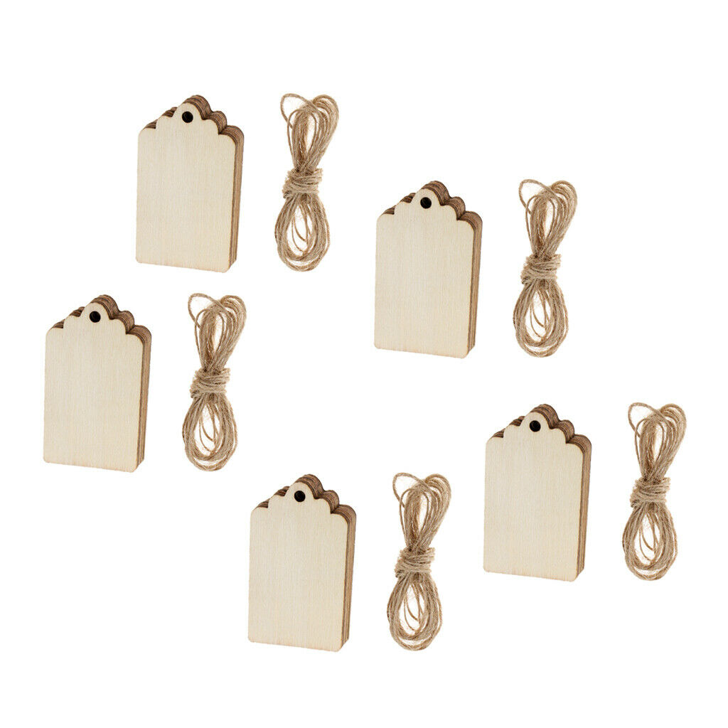 50x Blank Wood Wooden Gift Tags for Wedding Christmas Tree Hanging Decor