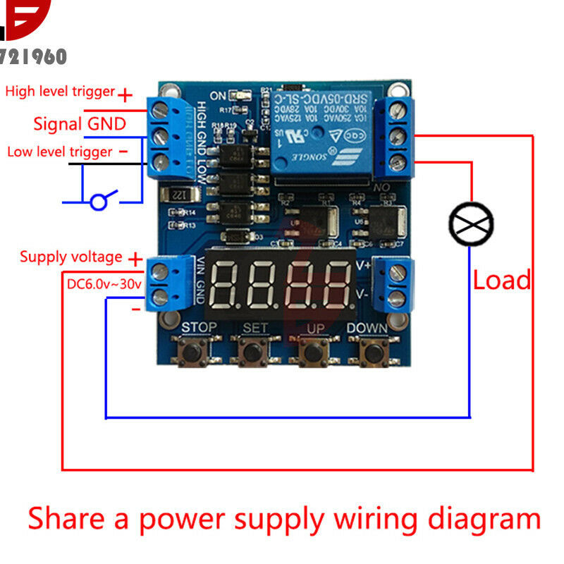 1 Channel Trigger Delay Cycle Relay Module 6-30V Timer Circuit Switch Adjustable