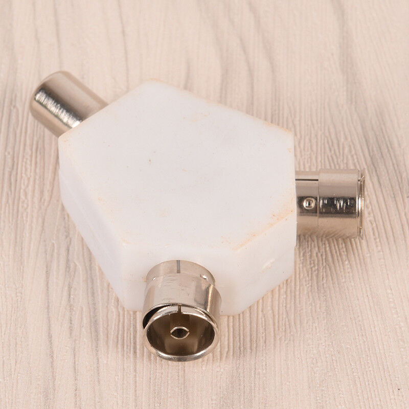 2 WAY TV AERIAL ADAPTER COAX/COAXIAL SPLITTER/Y ADAPTOR ARIEL DUAL CONVERT.l8