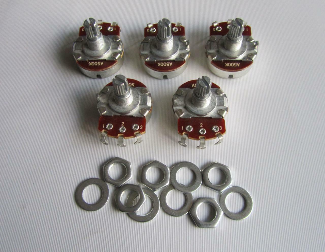 5x A500K Large Audio Guitar Pots 15mm Split Shaft 500K Guitar Potentiometers