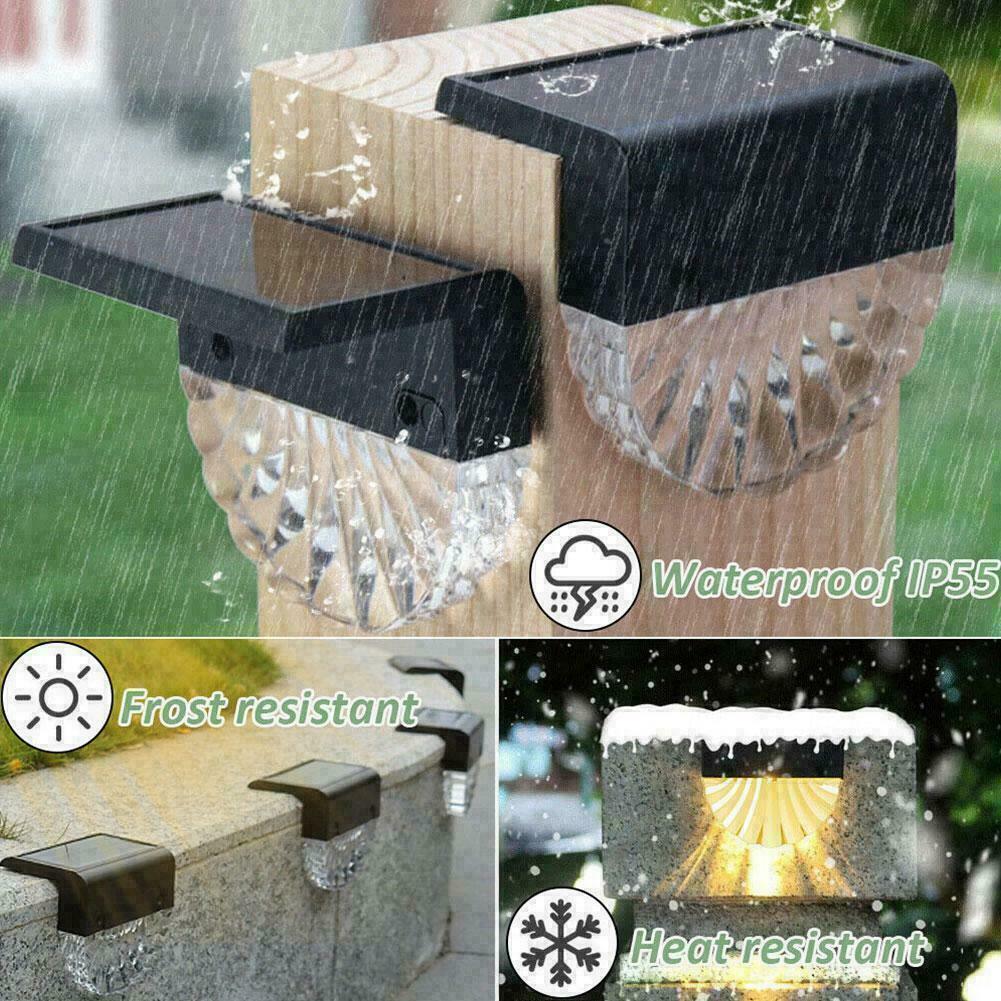 4 PCS LED Solar Powered Fence Wall Lights Garden Lamp Patio Step I5V4 N7O5