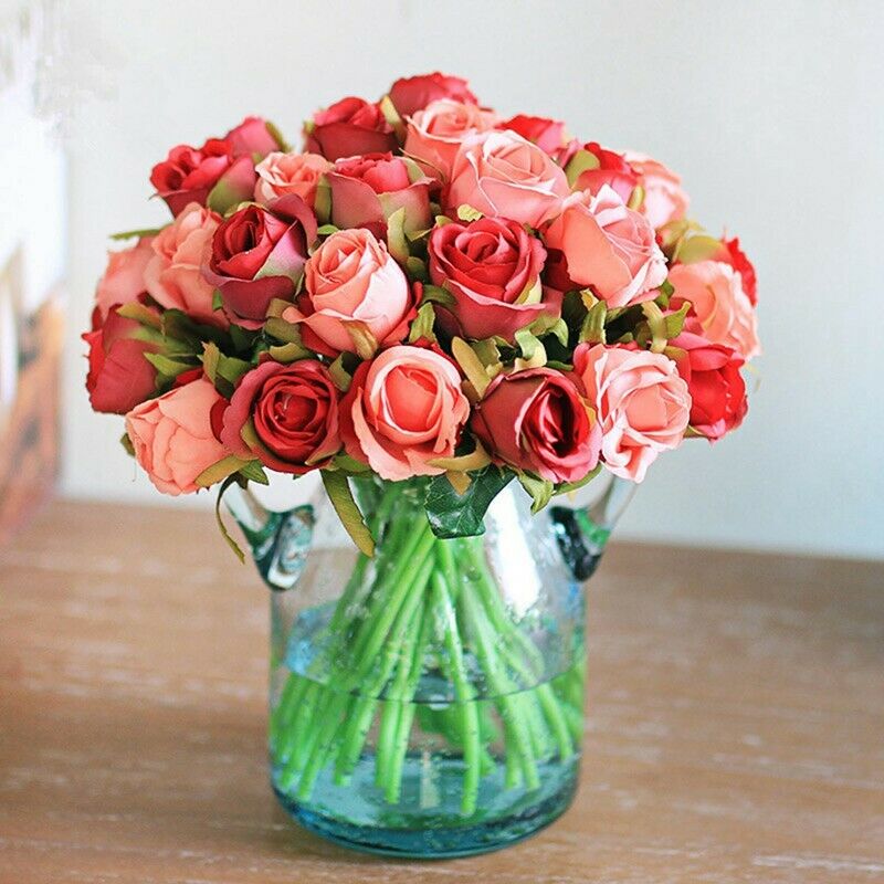 12pcs/lots Artificial Rose Flowers Wedding bouquet Thai Royal Rose Silk flowerB2