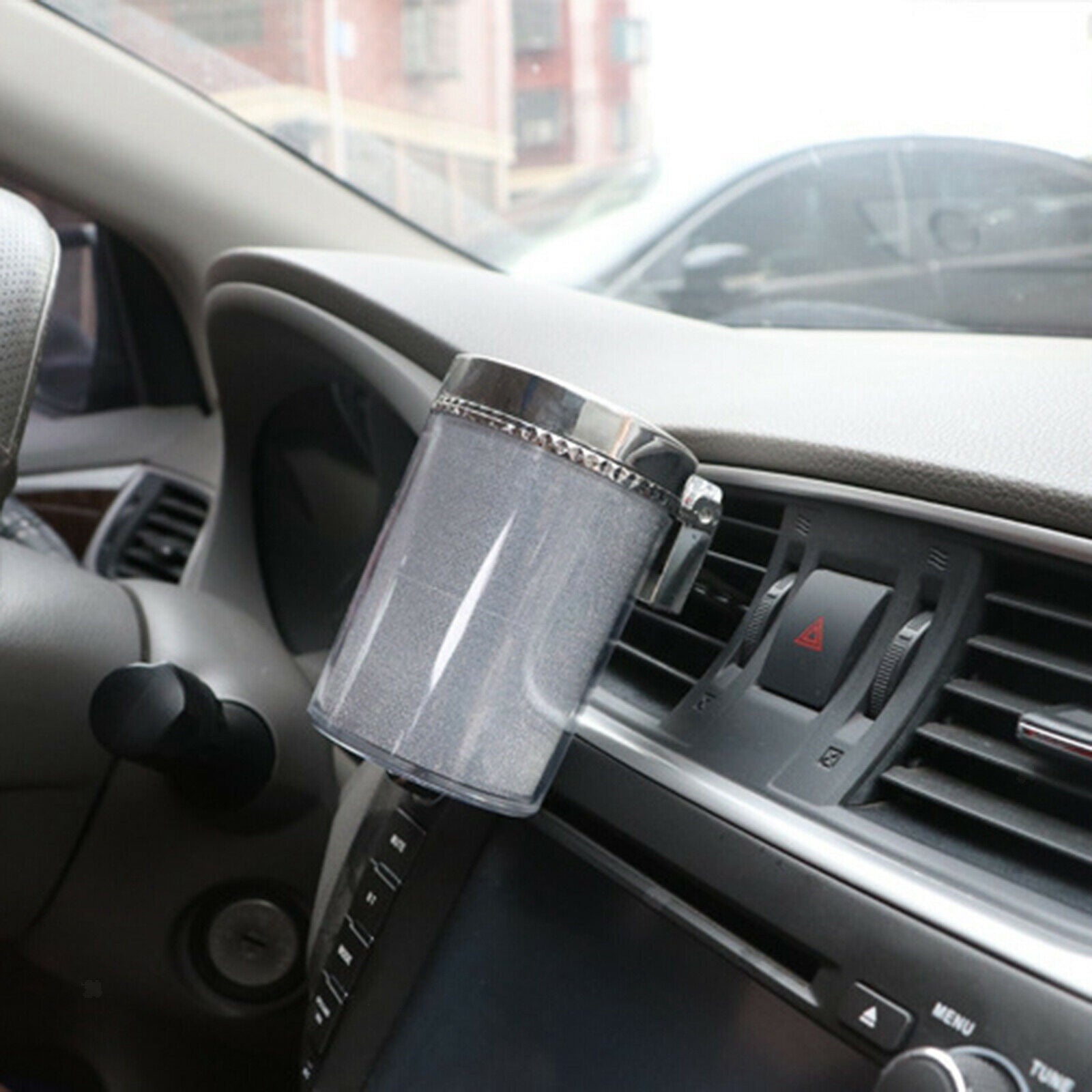 LED Car Cup Cigarette Smoke Ashtray Travel Cigarette Cylinder Holder w/ Lid