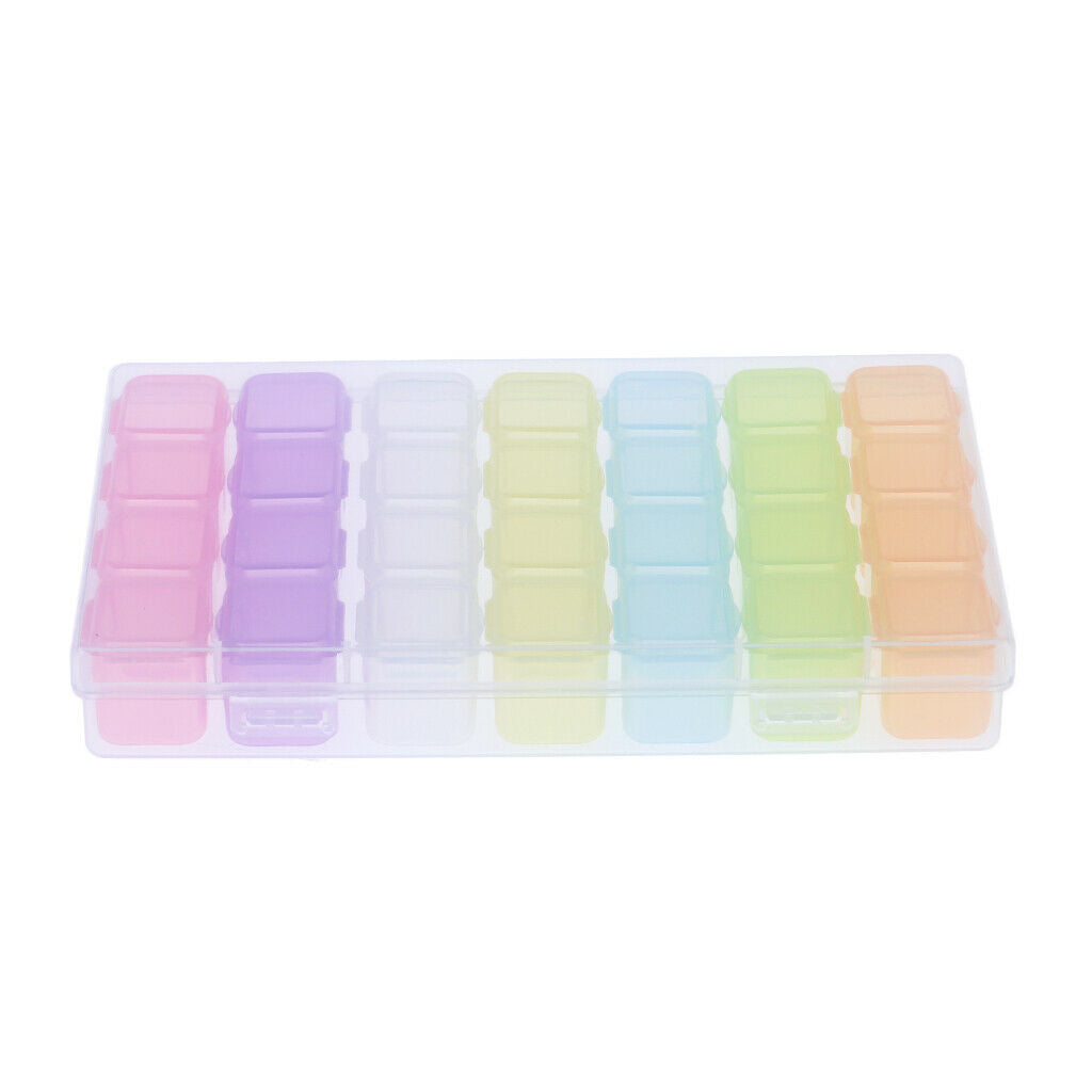 28 Storage Compartments for Nail Art Jewelry with Glitter Rhinestones