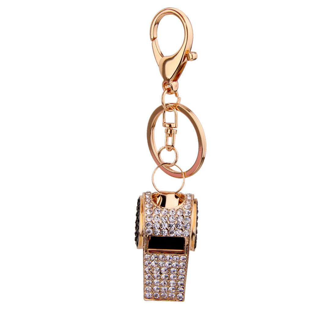 Crystal Whistle Keychain Chain Diamante Charms Bag Purse Pendant