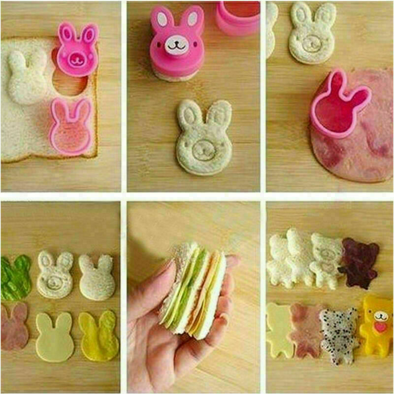 3pcs Sandwich Crust Cutter Cookie Bread Cake Toast Mold Rabbit Bear Flower Shape