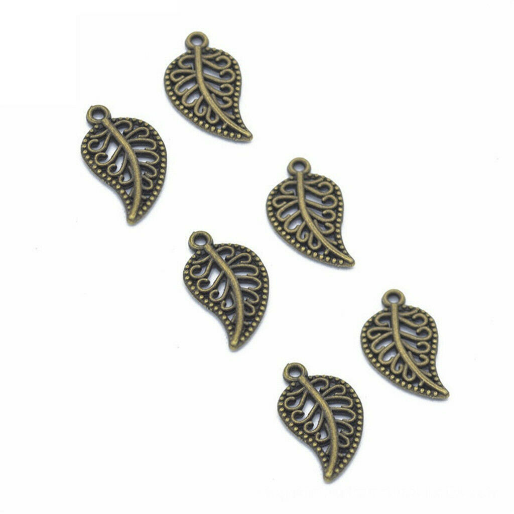 75x Hollow Filigree Leaf DIY Jewellery Making Findings Dangle Charm Pendants