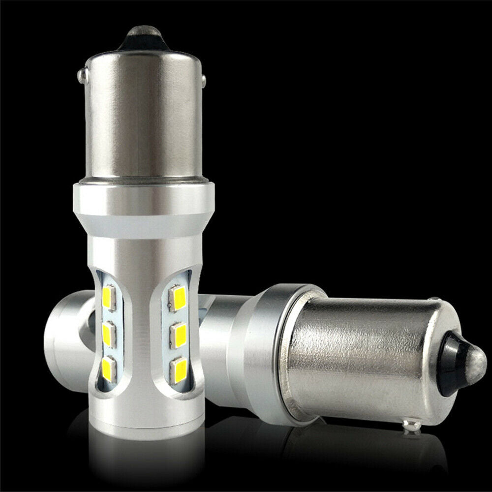 2x White LED Car Tail Light Bulbs 1156 BA15S Brake Lamps DRL Rear Parking Bulbs