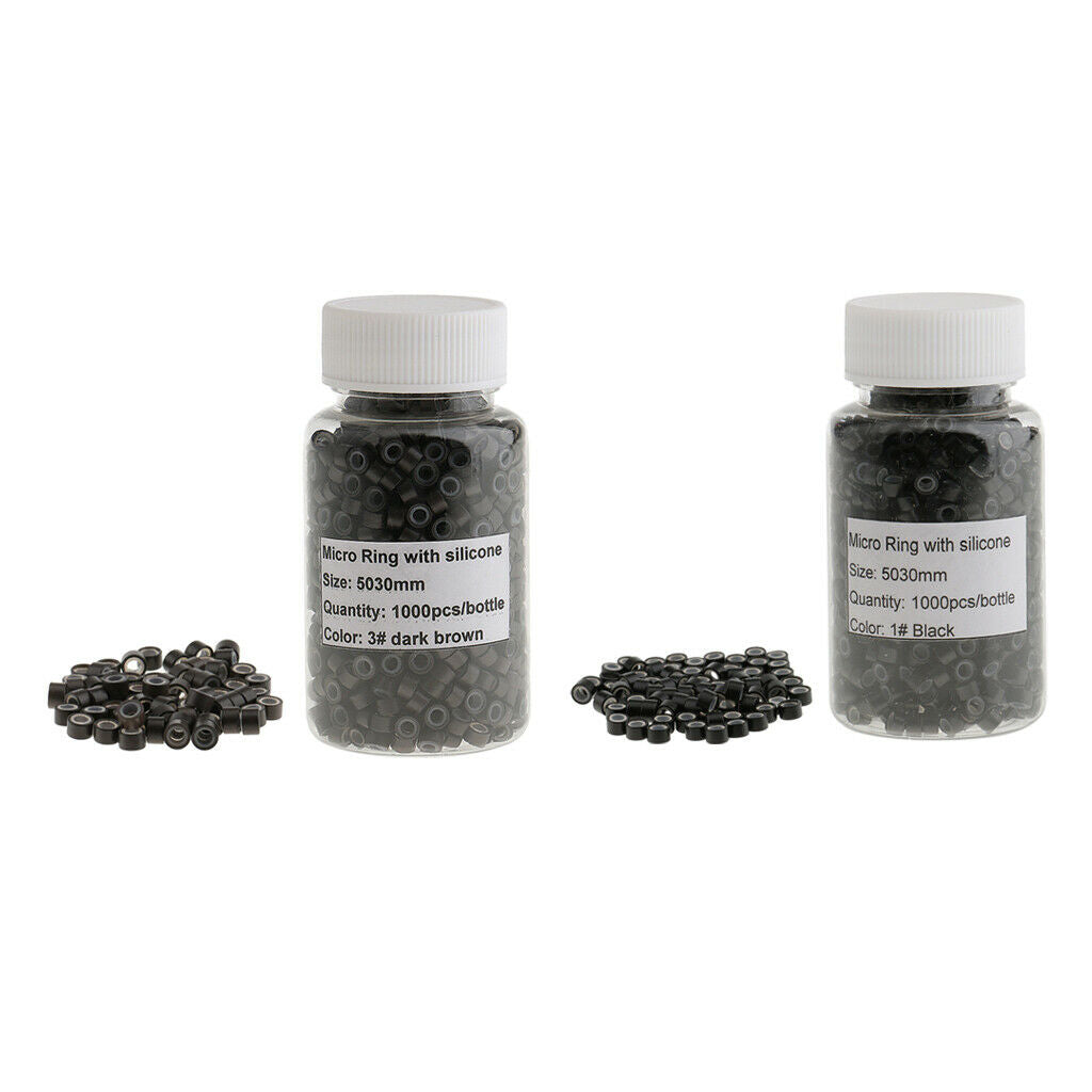2000Pieces Tube Beads Micro Link Rings Lined for Hair Extensions Brown&Black