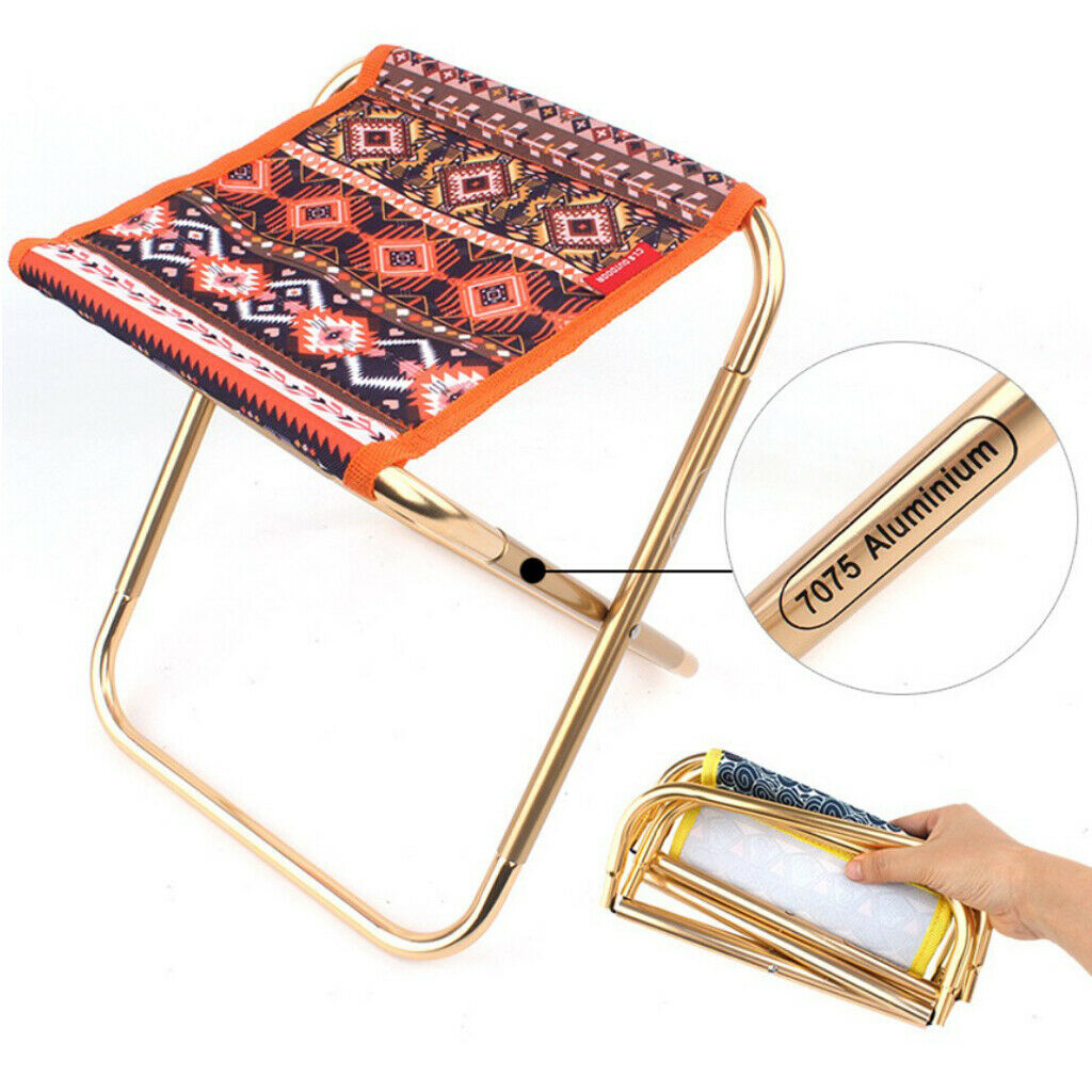 Ultralight Outdoor Folding Stool Fishing Camping Chair 27x25x23cm Orange