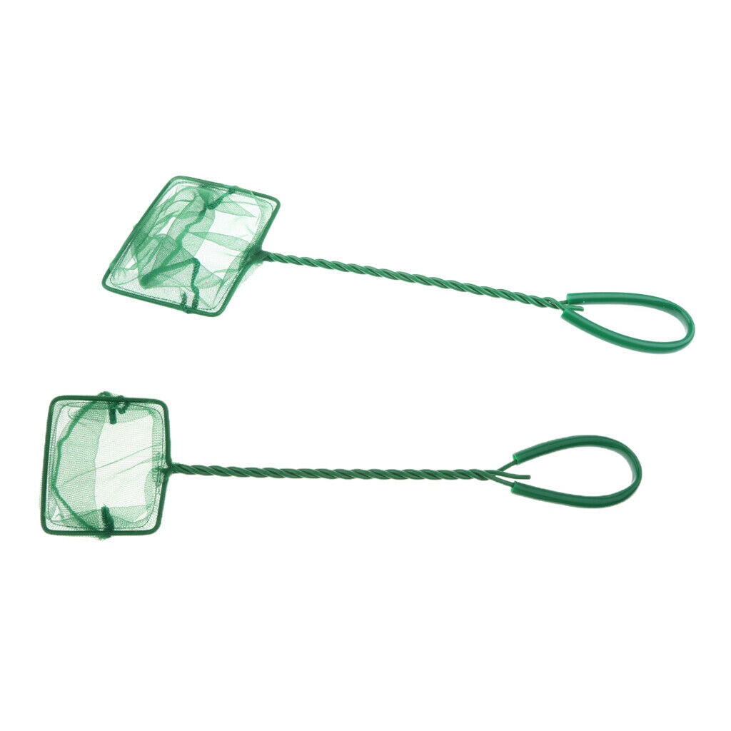 2Pcs Aquarium Fish Tank Fish Net Coldwater Marine Netting Scoop 4 & 3 inches
