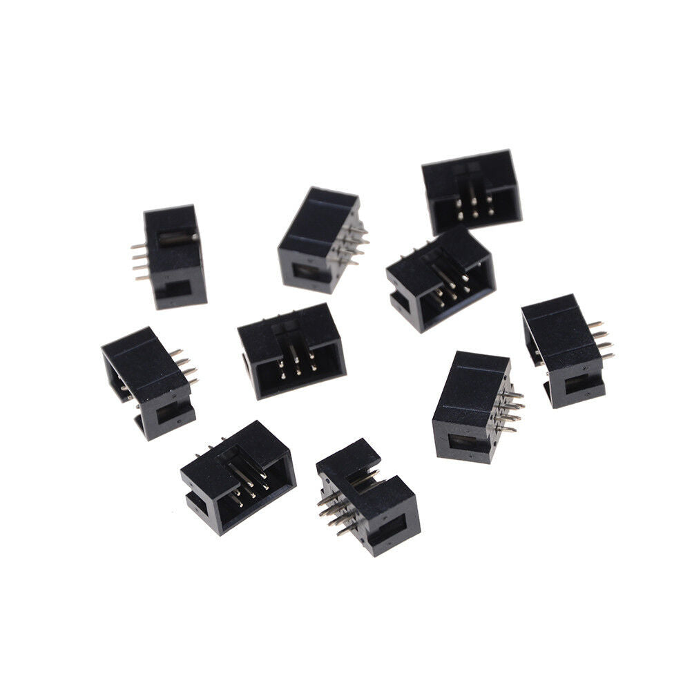 10PCS DC3-6P 2.54mm 2x3 Pin Straight Male Shrouded header IDC Socket.l8