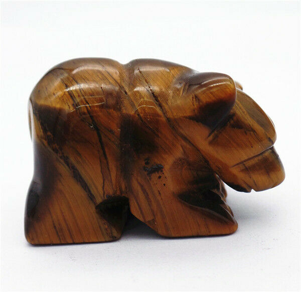 44x29x22mm Natural Tiger Eye Gem Carved Bear Decoration Statue Home Decor HH7725