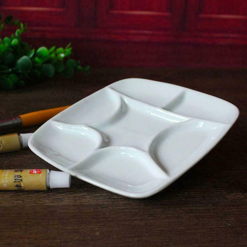 7-Well Square White Ceramic Artist Paint Palette for Watercolor Gouache  Acrylic