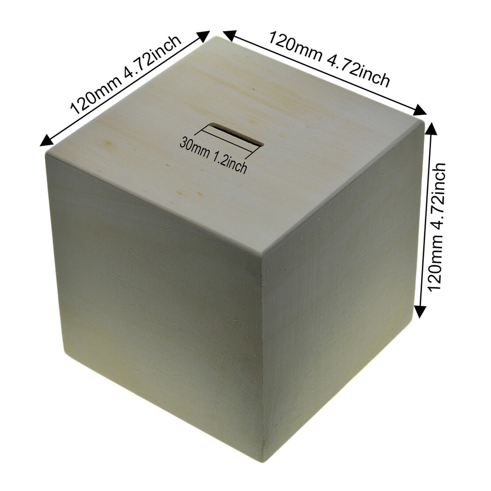 Prettyia Wood Cuboid Shape Coin Money Bank Saving Pot Creative DIY Painting