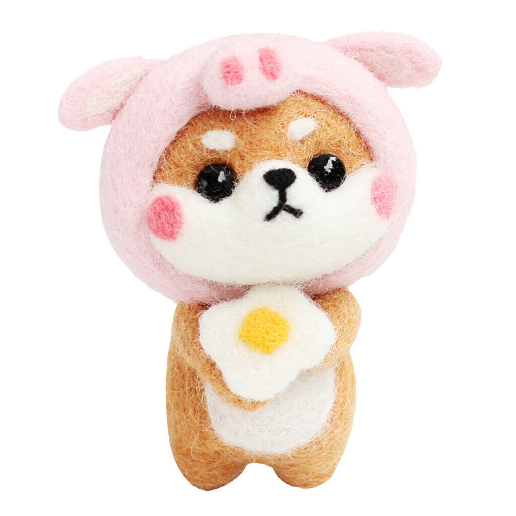 4 Sets Cute Shiba Inu Needle Felting Kits Tutorials Roving Needlecraft Home