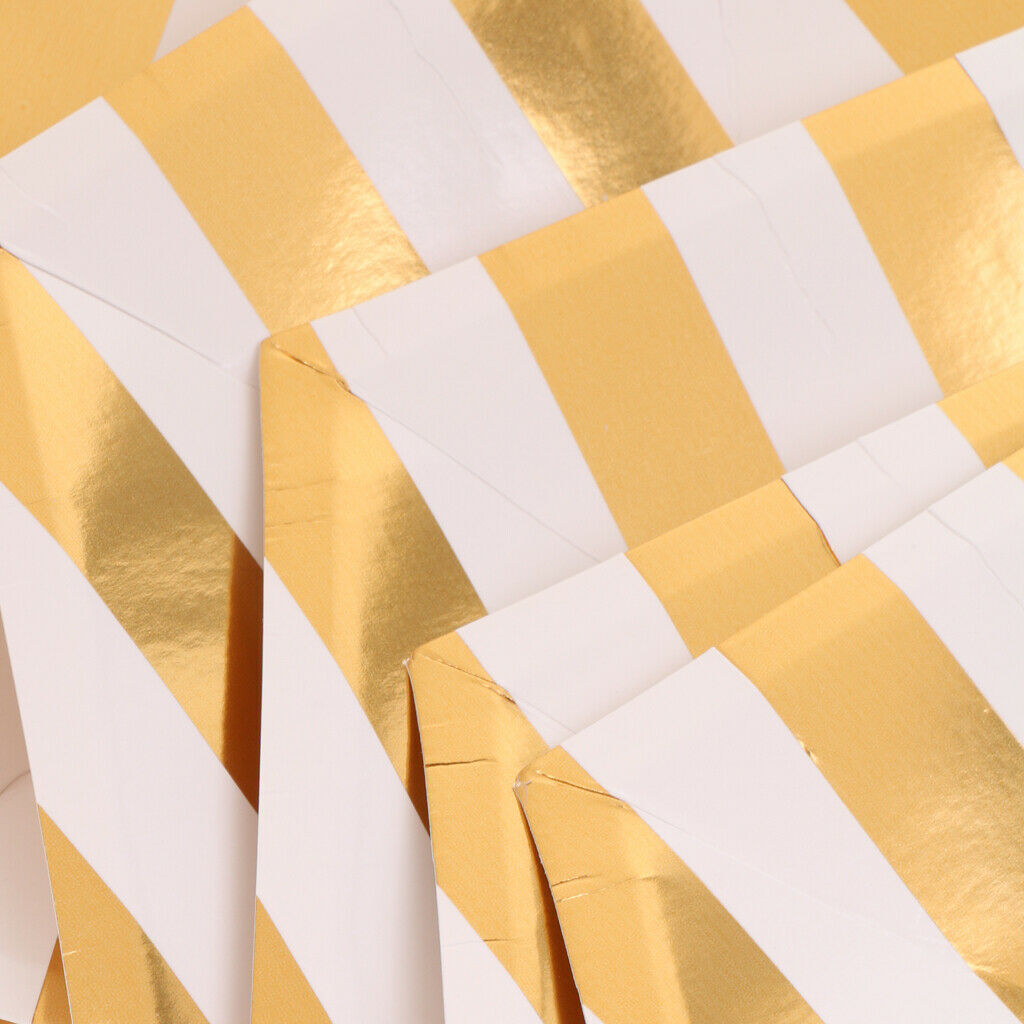 8 Pieces Hexagon Design Golden Stripes Paper PLATES 9"/23cm Happy Birthday Party