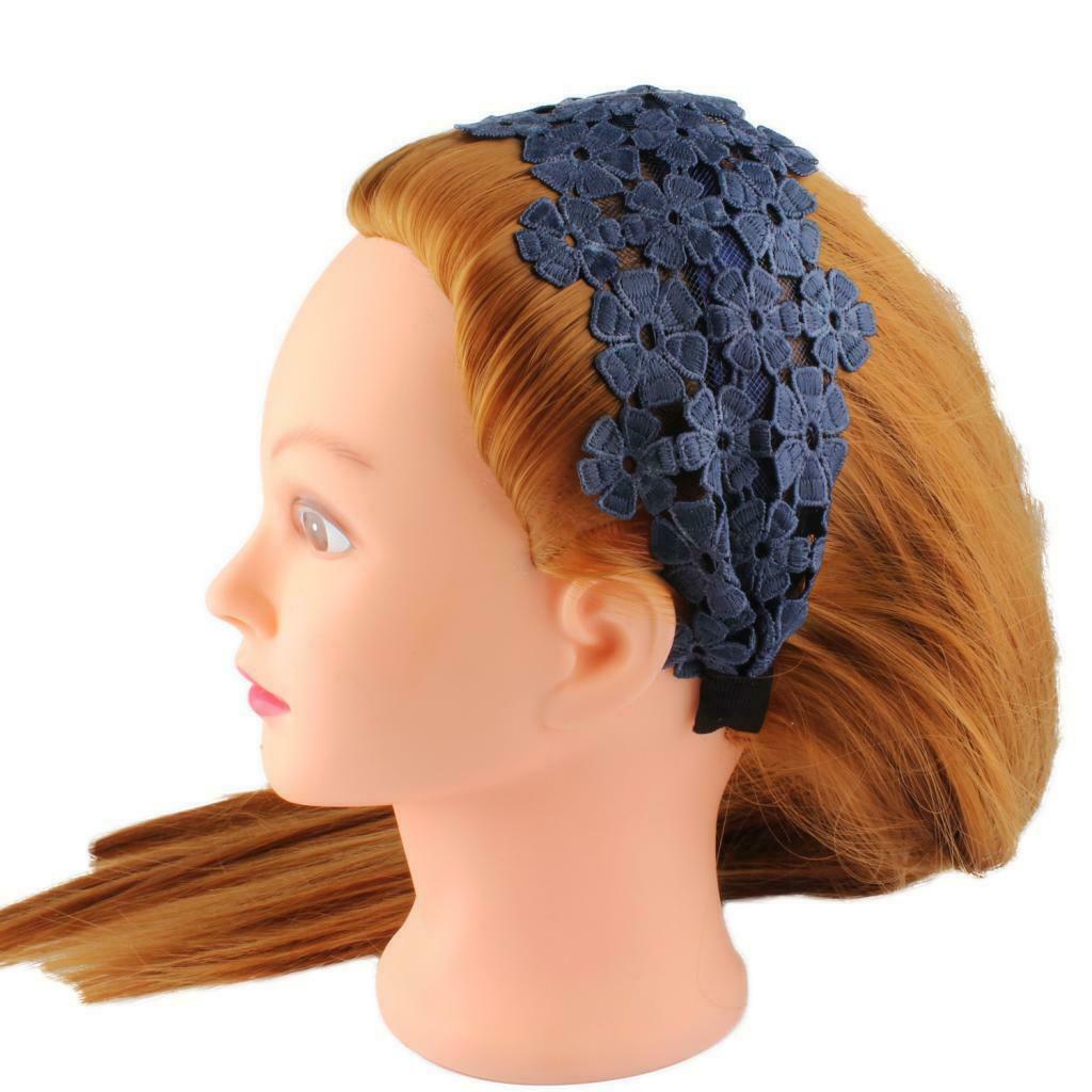 2 pieces Fashion Girl Floral Wide Headband Lace Flower Hair Hoop Head Wrap