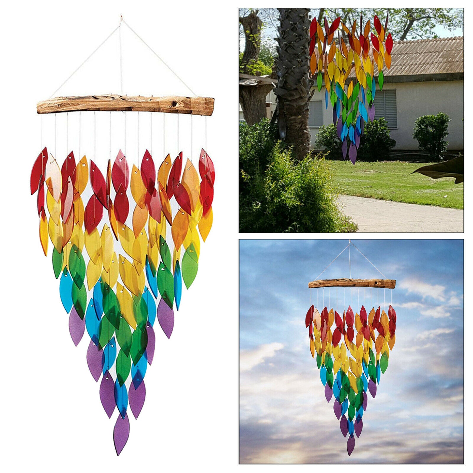 Handworks Rainbow Wind Chimes Perfect Chimes Decor for Outside Garden Porch